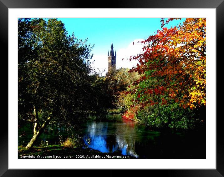 Glasgow University from Kelvingrove Park in Autumn Framed Mounted Print by yvonne & paul carroll