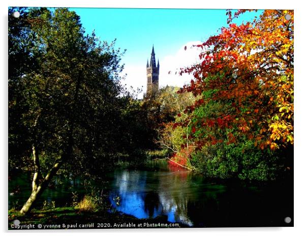 Glasgow University from Kelvingrove Park in Autumn Acrylic by yvonne & paul carroll