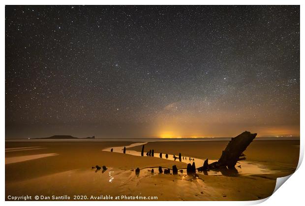 Helvetia Wreck and Worms Head at Night Print by Dan Santillo