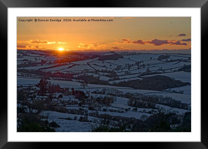 Englishcombe near Bath snowfields at sunset Framed Mounted Print by Duncan Savidge