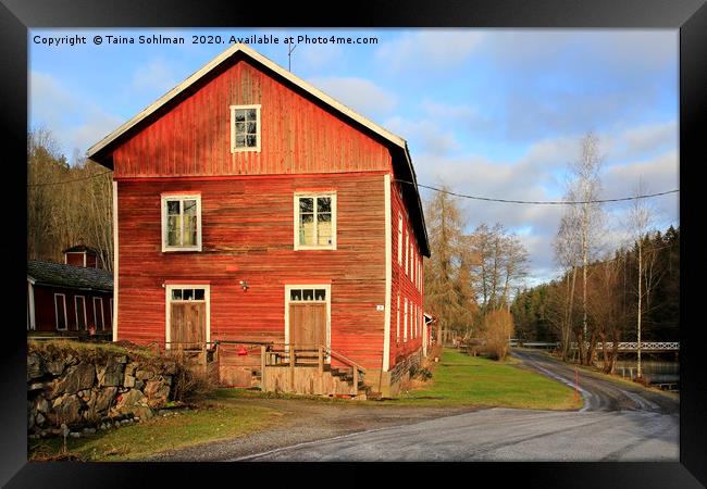 Red Wooden Building Plevna, Ansku Finland Framed Print by Taina Sohlman