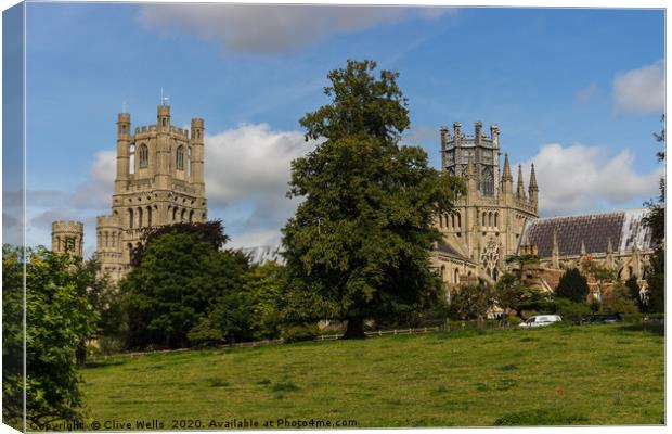 Ely Cathedral from the meadows Canvas Print by Clive Wells