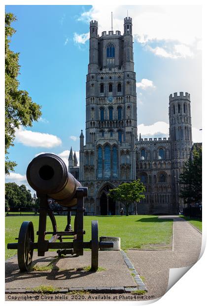 Canon and Cathedral at Ely in Cambridgeshire Print by Clive Wells