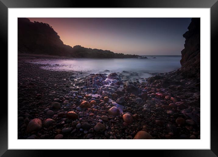 Pebbles on Rotherslade Bay Framed Mounted Print by Leighton Collins