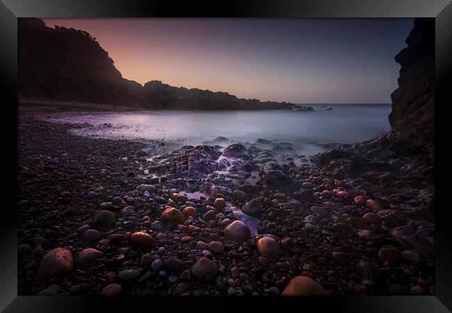 Pebbles on Rotherslade Bay Framed Print by Leighton Collins