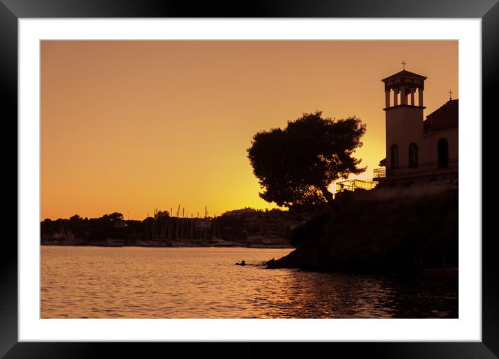 Greece sunset Framed Mounted Print by Vladimir Rey