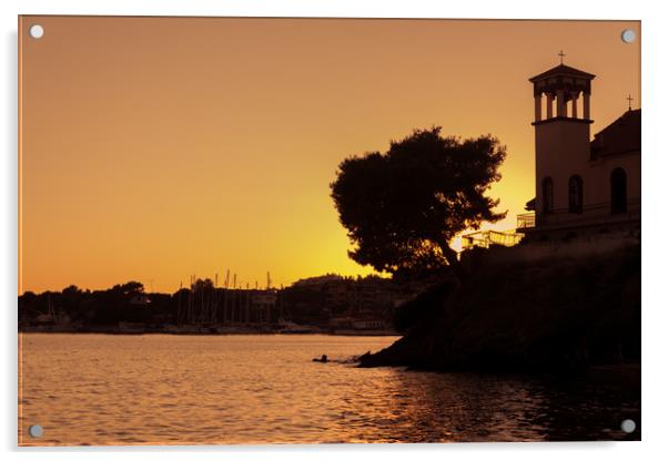 Greece sunset Acrylic by Vladimir Rey