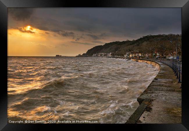 Very high tide at Swansea Bay and Mumbles Framed Print by Dan Santillo