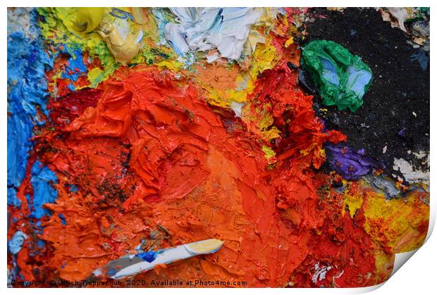 Closeup on a painter's palette Print by Ulrich Trappschuh