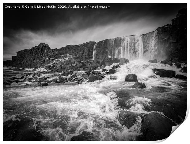 Oxararfoss Waterfall, Iceland Print by Colin & Linda McKie