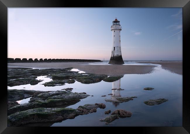 Perch Rock Lighthouse reflection, New Brighton Framed Print by Ann Goodall