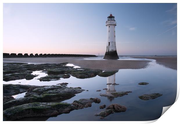 Perch Rock Lighthouse reflection, New Brighton Print by Ann Goodall