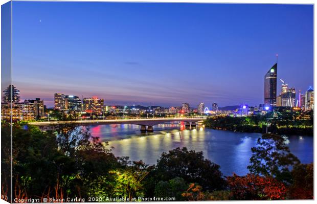 Night time on the Brisbane River Canvas Print by Shaun Carling