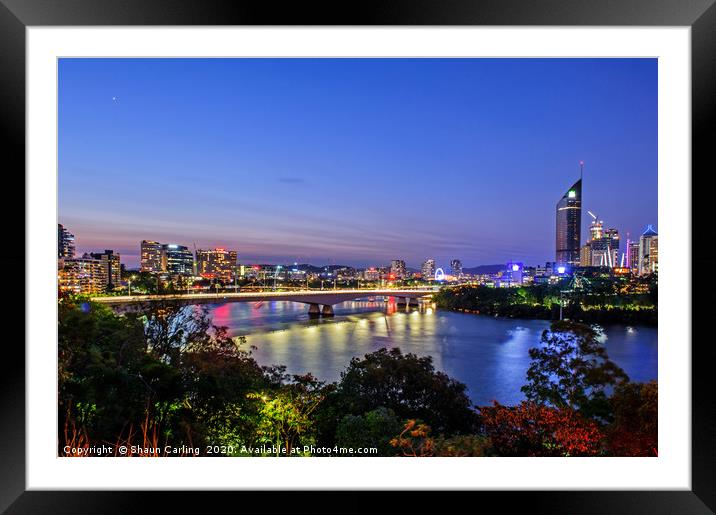 Night time on the Brisbane River Framed Mounted Print by Shaun Carling