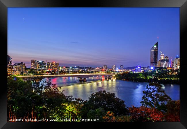 Night time on the Brisbane River Framed Print by Shaun Carling