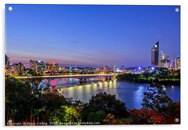 Night time on the Brisbane River Acrylic by Shaun Carling