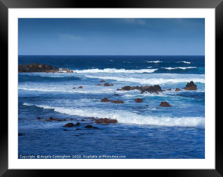 Waves at Puerto de la Cruz Framed Mounted Print by Angela Cottingham