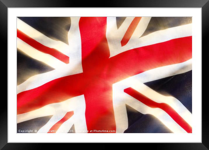 Union jack flag extract waving in the wind Framed Mounted Print by Simon Bratt LRPS