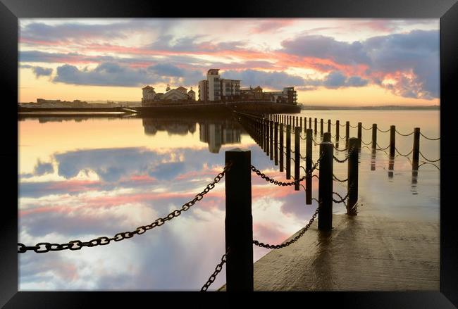 Weston Reflections Framed Print by David Neighbour