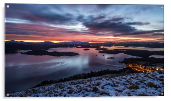 Winter sunrise on Loch Lomond Acrylic by George Robertson