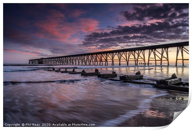 Sunrise at Steetley Pier Print by Phil Reay