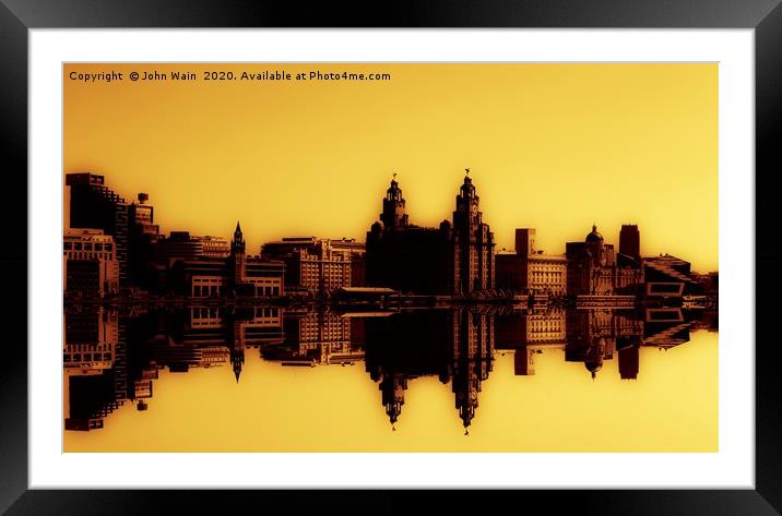 Liverpool Waterfront Skyline (Digital Art) Framed Mounted Print by John Wain