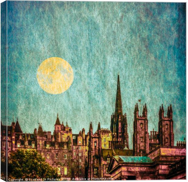 Moonlight Over Edinburgh Old Town Canvas Print by Tylie Duff Photo Art