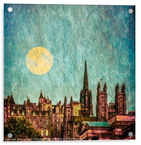 Moonlight Over Edinburgh Old Town Acrylic by Tylie Duff Photo Art