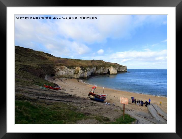 The beach at North Landing Flamborough Framed Mounted Print by Lilian Marshall