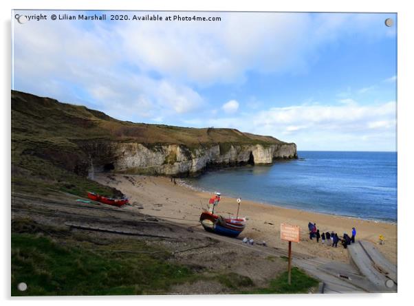 The beach at North Landing Flamborough Acrylic by Lilian Marshall