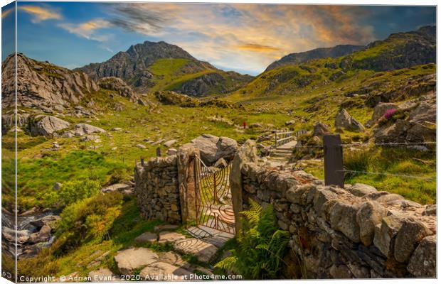 Gate to Snowdonia Wales Canvas Print by Adrian Evans