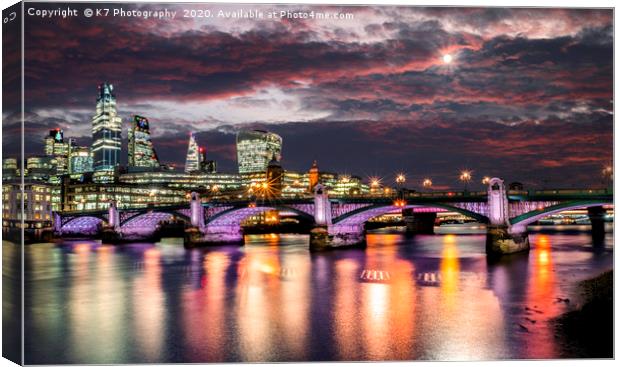 The Illuminated River - Southwark Bridge Canvas Print by K7 Photography
