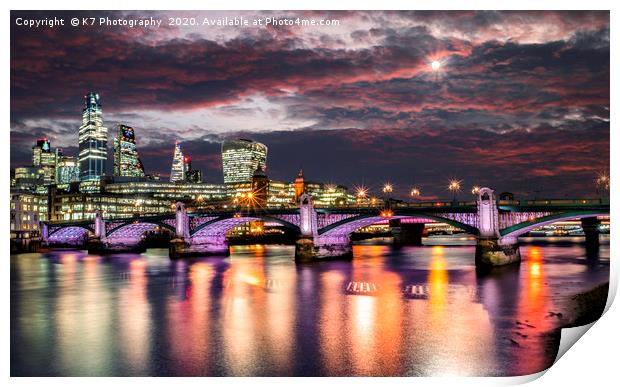 The Illuminated River - Southwark Bridge Print by K7 Photography