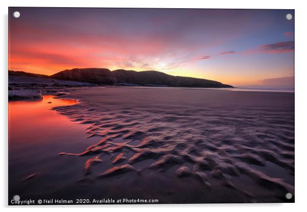 Dunraven Bay Sunrise Acrylic by Neil Holman