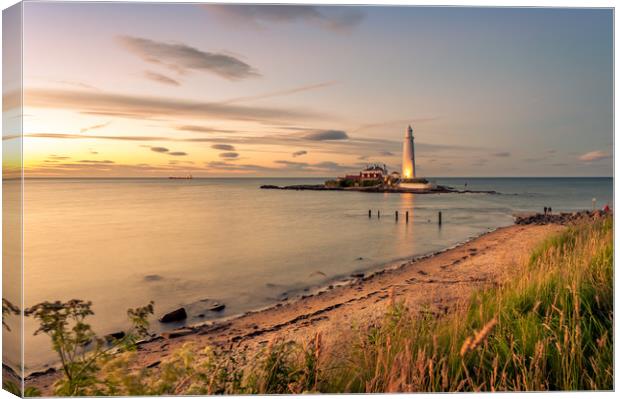 Beautiful landscape at St Mary's lighthouse Canvas Print by Naylor's Photography