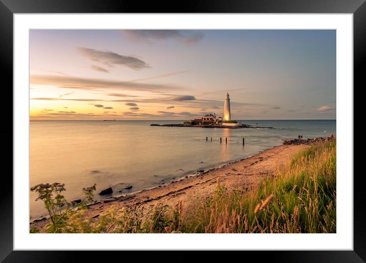 Beautiful landscape at St Mary's lighthouse Framed Mounted Print by Naylor's Photography