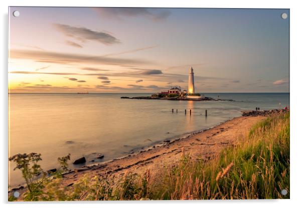 Beautiful landscape at St Mary's lighthouse Acrylic by Naylor's Photography