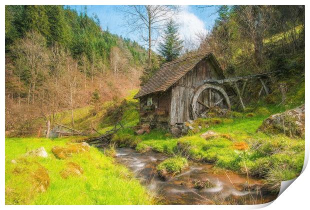 Old Mill by the Stream Print by Robert Deering