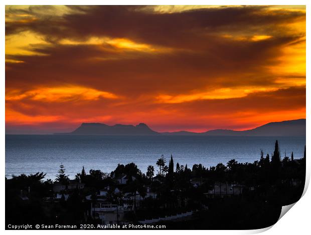 Gibraltar Sunset Print by Sean Foreman