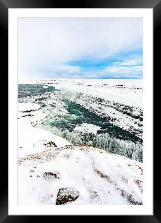 Raw Power of Icelandic Waterfall Framed Mounted Print by Stuart Jack