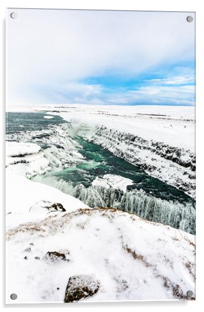 Raw Power of Icelandic Waterfall Acrylic by Stuart Jack