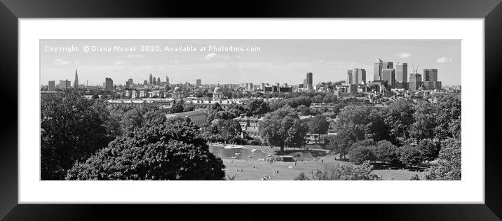 London skyline Panoramic Framed Mounted Print by Diana Mower