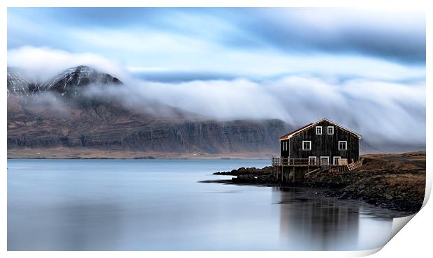 Fishing Shed - Iceland Print by Barry Maytum