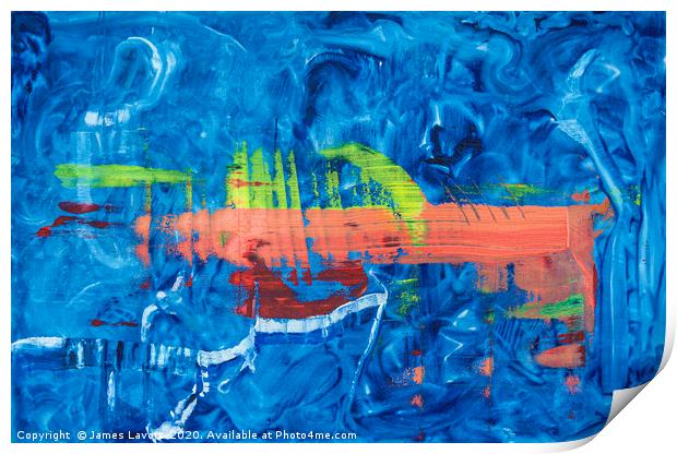 Contemplation In Orange On Blue Print by James Lavott