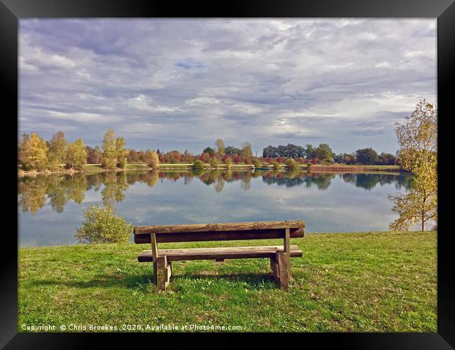 Bench view Framed Print by Chris Brookes