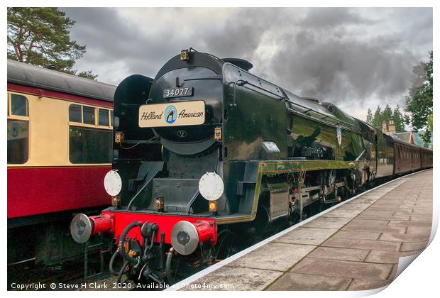 The Boat Train - 34027 Taw Valley Print by Steve H Clark