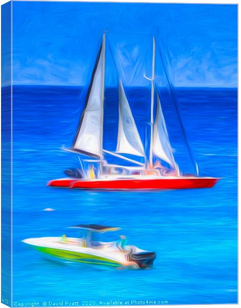 Catamaran Boat Art Canvas Print by David Pyatt