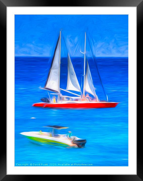Catamaran Boat Art Framed Mounted Print by David Pyatt