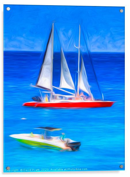 Catamaran Boat Art Acrylic by David Pyatt