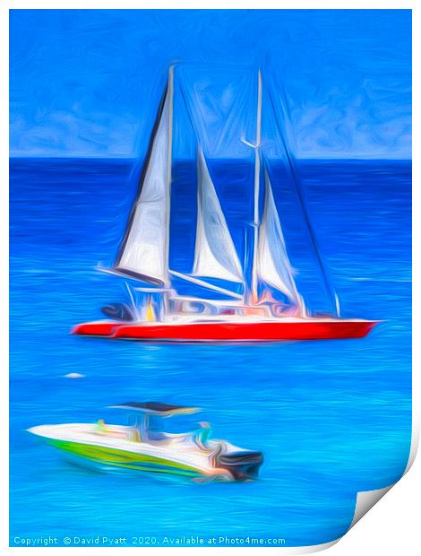 Catamaran Boat Art Print by David Pyatt